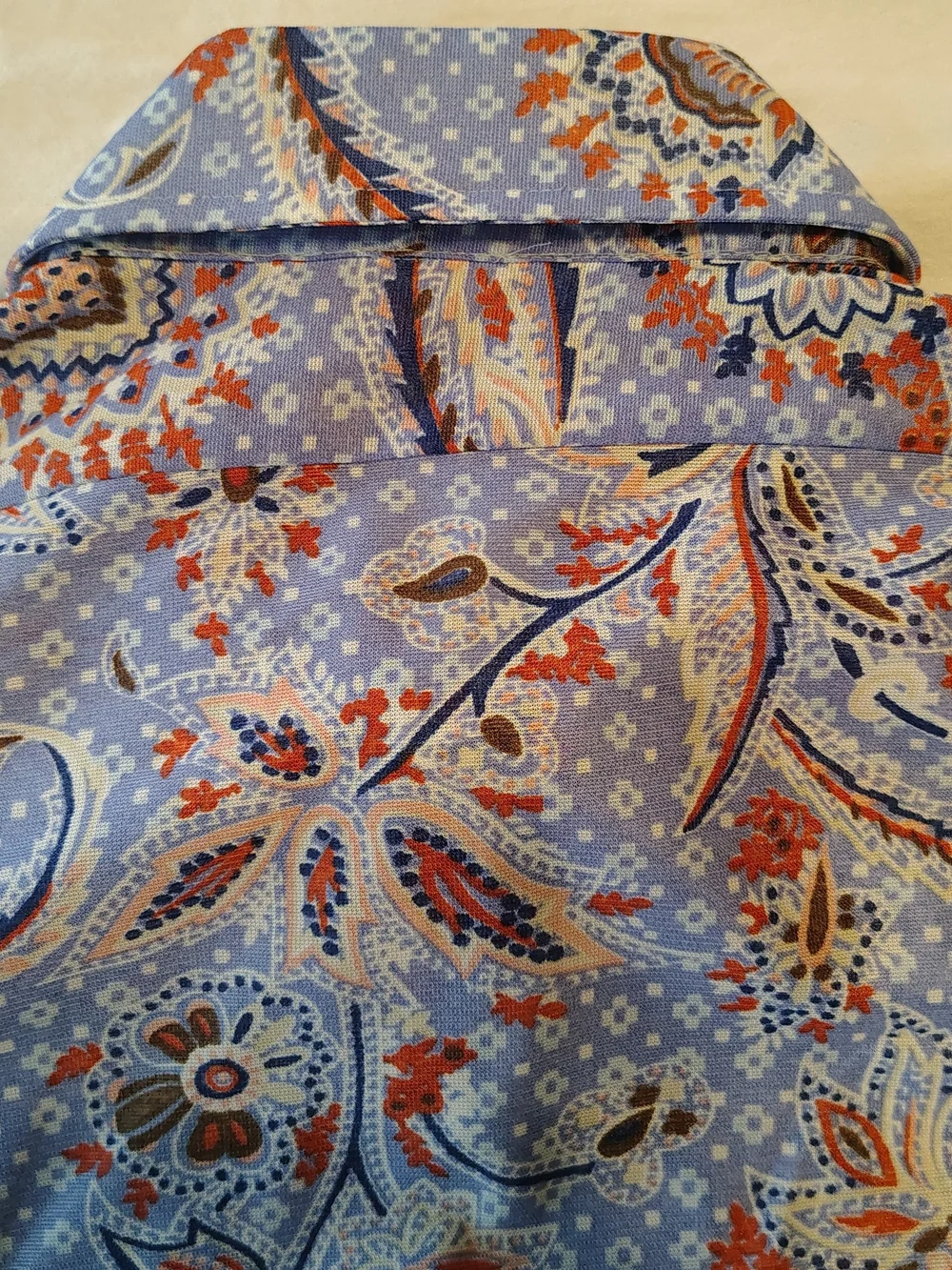 Lucien Piccard 1970's Men’s Blue Paisley Butterfly Collar Disco Shirt Size M - Picture 9 of 10